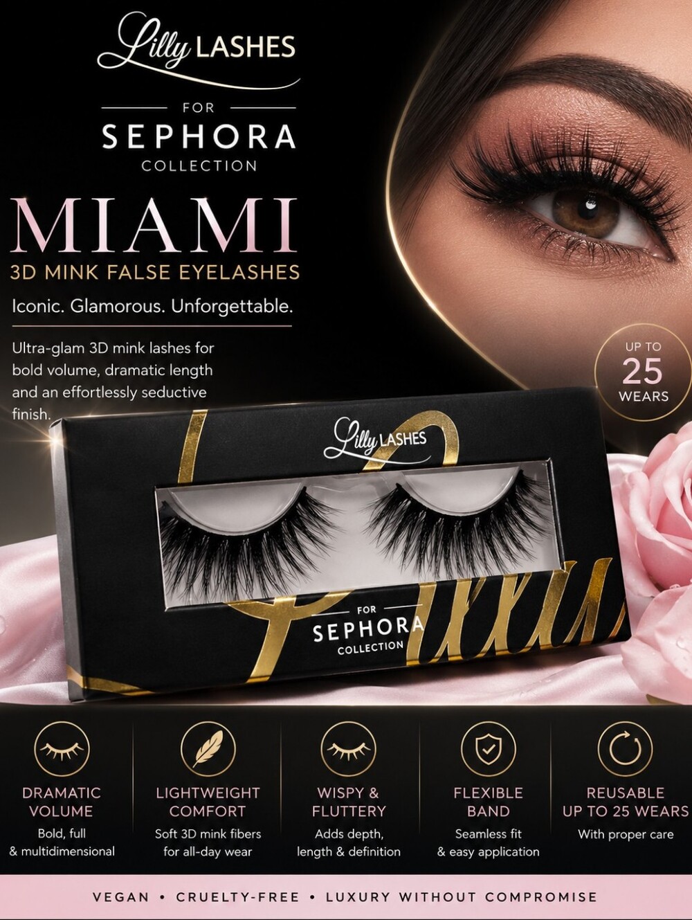 Lilly Lashes x Sephora Collection Miami 3D Mink False Eyelashes